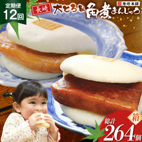 BJ085 岩崎本舗 【12回定期便】長崎角煮まんじゅう 12個入・大とろ角煮まんじゅう 10個入 (箱) [長崎県 島原市] 2462586 - 長崎県島原市