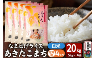 令和7年産《定期便4ヶ月》『なまはげライス』あきたこまち 白米 20kg（5kg×4袋）吉運商店 秋田県 男鹿市 精米 お米 お弁当 おにぎり