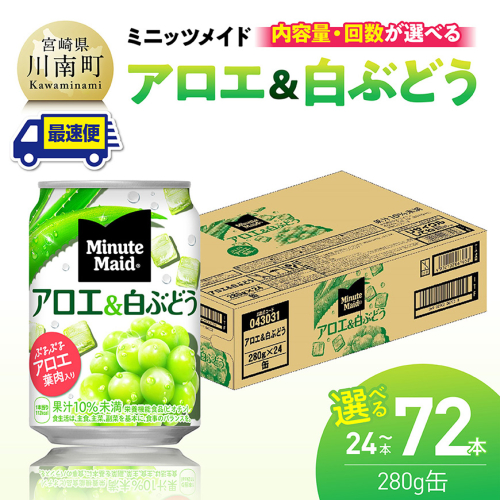 ※内容量と回数が選べる※コカ・コーラ ミニッツメイド「アロエ&白ぶどう」280g缶 【 飲料 アロエ 白ぶどう 果汁 長期保存 定期便 】 2463472 - 宮崎県川南町
