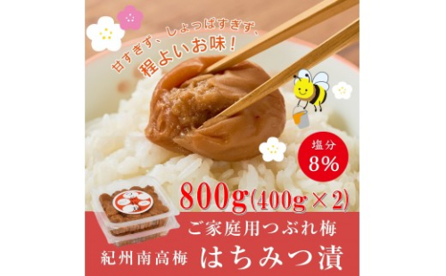 紀州南高梅つぶれ梅（はちみつ漬）合計800g（400gx2） 塩分8% [AJ10] 2464191 - 和歌山県九度山町