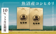 【3ヶ月定期便】令和7年産 魚沼産コシヒカリ「亀福 慣行栽培米」10kg(5kg×2袋) | お米 おこめ 白米 精米 おすすめ 人気 新潟県 津南町 株式会社亀福