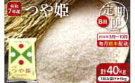 【2026年3月スタート】 特別栽培米つや姫5kg×8回(毎月 前半発送)定期便【深瀬商店】hi053-056
