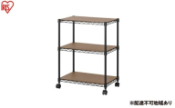 カラーメタルラック ウッドボード付き CMM-55073B ブラック ラック 棚 おしゃれ キャスター キャスター付 収納ラック キッチン ウッドボード付き メタルラック メタル カラーラック 収納 リビング 寝室 かわいい アイリスオーヤマ 幅55