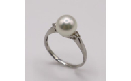 1983 Pt 　あこや本真珠8.0㎜up　ダイヤモンド0.04ct 　リング