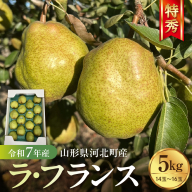 【令和8年産】食べ頃がわかる！ 洋梨「ラ・フランス」 特秀 約5kg 山形県河北町産 【河北町観光物産協会】　ka002-003-r8
