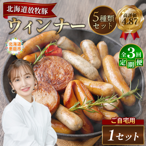 【定期便：3回】【ご自宅用】北海道産放牧豚 無添加ウインナーセット【12002701】 2468502 - 北海道恵庭市