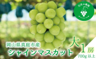 【2026年先行予約】岡山 花笑み農園の『シャインマスカット』７００ｇ以上（大１房）S-大1 / ぶどう 葡萄 岡山 シャイン シャインマスカット フルーツ 果物 真庭市 【hana080-01】