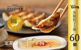 【定期便年12回】毎月 黒豚餃子詰め合わせ60個※ひぃ坊家が季節に合わせてチョイスします。鹿児島最南端、薄き水豊富な南九州市川辺町の湧き水で作った生皮で包む小さな小さな餃子屋ひぃ坊家（ヒーボーゲー）の