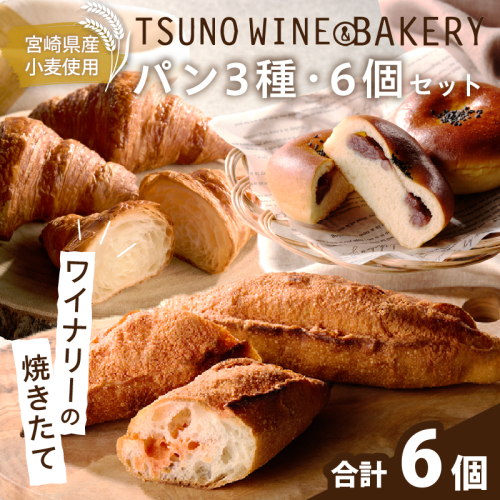 TSUNOWINE＆BAKERY パン3種セット（合計6個） パン 菓子パン トースト 国産_T053-002 2471086 - 宮崎県都農町