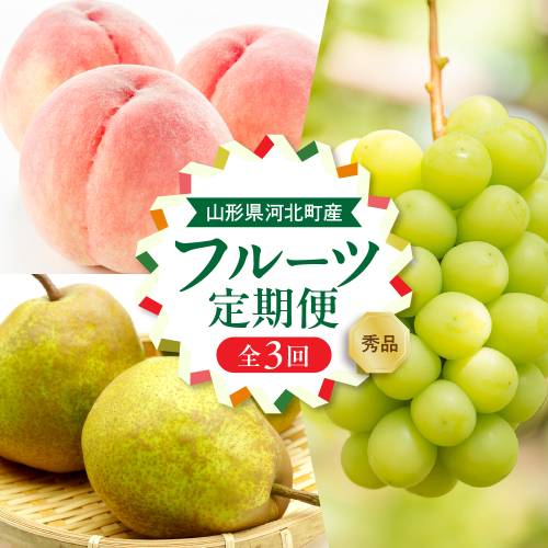 【令和8年産】河北町の夏と秋を満喫！お取り寄せフルーツ定期便3回(白桃・シャインマスカット・ラフランス)　【山形eLab】 ka074-030-r8 2471107 - 山形県河北町