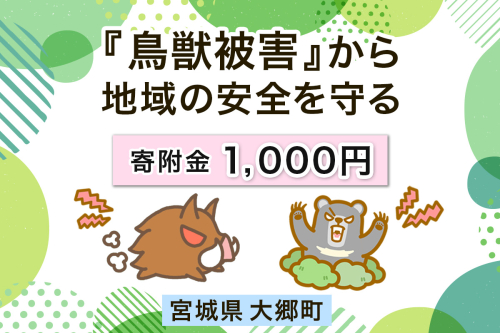 宮城県大郷町への寄付 (返礼品はありません) 鳥獣被害から地域の安全を守る イノシシ・熊出没防止対策・環境整備へのご支援を【寄附額千円】｜東北 大郷町 おおさと 返礼品無し 寄附 寄付 被害防止 対策 安全確保 生活確保 熊 クマ くま 猪 イノシシ いのしし [0276] 2474921 - 宮城県大郷町