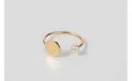 K18 コインリング 鏡面仕上げ パール付き sese urban mining jewelry 指輪 ジュエリー アクセサリー ゴールド レディース