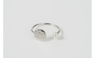 プラチナ コインリング  鏡面仕上げ パール付き sese urban mining jewelry 指輪 ジュエリー レディース アクセサリー