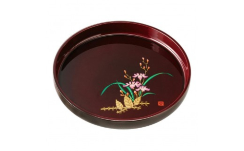 丸盆 33cm 溜塗 山路 ［YG458］ 2475409 - 和歌山県那智勝浦町