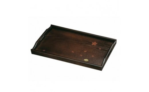 長手盆 黒壇調 51cm 桜 ［YG472］ 2475423 - 和歌山県那智勝浦町