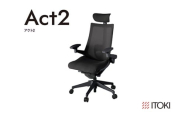 イトーキ『アクト２』メッシュバック ヘッドサポート付 ナイロン双輪キャスター ブラックフレーム 座張地(PV)：ブラックT（KJ457JVE-T1T1CF）【EI176W】