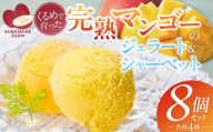 【2026年7月お届け】完熟マンゴーのジェラート＆シャーベット130ml×8個入り _Dw012-08