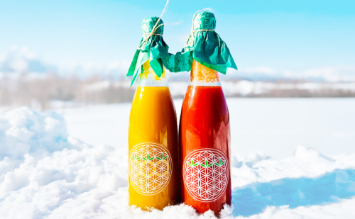 完熟 ミニトマト 100% ストレートジュース  720ml×2本[赤・黄セット] 阿部農園 トマトジュース トマト ミニトマト ジュース 濃厚 野菜 飲料 ソフトドリンク 瓶 北海道 富良野市 2483094 - 北海道富良野市