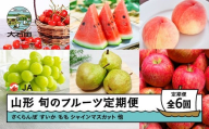 【先行予約】フルーツ定期便 全6回 令和8年産 2026年産 さくらんぼ 佐藤錦 すいか 大玉すいか もも 白桃 ぶどう シャインマスカット ラ・フランス 洋梨 りんご サンふじ ※沖縄・離島への配送不可 ja-ft6xxx-b