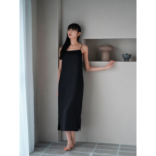 シルクサテンキャミドレス（黒） ふるさと納税 キャミドレス ドレス シルク 高品質 丹後ちりめん インナー ファッション 2491487 - 京都府京丹後市