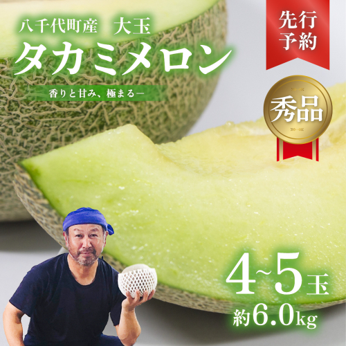 【 先行予約 2026年6月上旬以降発送】 令和8年産 八千代町産 タカミメロン 秀品 4-5玉 約6kg 期間限定 産地直送 果物 フルーツ メロン 甘い 人気 タカミ 貴味 [AX063ya] 2492331 - 茨城県八千代町