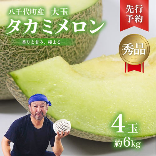 八千代町産 タカミメロン 秀品 4玉 約6kg