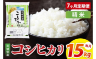 【7ヶ月定期便】茨城県産コシヒカリ　精米　15kg｜精米 定期便 お米 米 こめ コメ ごはん 白米 阿見町 茨城県 茨城県産 茨城県産米 安心 安全 送料無料 国産 人気 数量限定 高評価（85-166）
