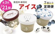 全3回〈翌月から発送開始〉3種類のアイス定期便☆ 南信州根羽村産アイス が毎月7個届く！ 合計21個 アイス アイスクリーム 定期便 生ソフトクリームアイス バニラアイス ブルーベリー 果物 ジャム 長野県 根羽村 ソフトクリーム スイーツ