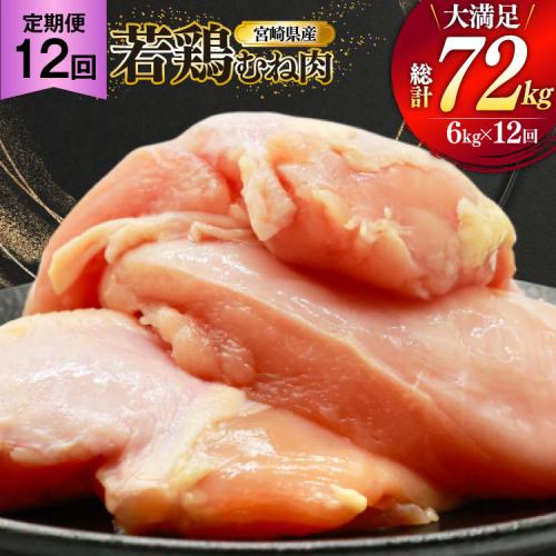 鶏肉 定期便 むね肉 若鶏 鶏むね肉 6kg 12回 総計72kg [ミヤケイフード 宮崎県 美郷町 31bp0018] 鶏むね 鶏胸 むね 冷凍 小分け 2494983 - 宮崎県美郷町