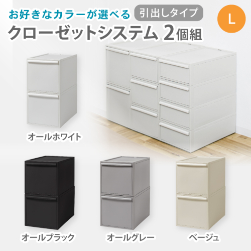 クローゼットシステム 引出しタイプL　2個組　CS-D3 2P (5色からお好きなカラーが選べる) ／ オールホワイト オールブラック オールグレー ベージュ ピンク  収納 ライクイット like-it 奈良県 葛城市【like101A】 2495010 - 奈良県葛城市