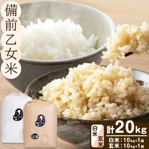 米 こめ コメ 備前乙女米 白米 玄米 計20kg 石原果樹園《30日以内に出荷予定（土日祝除く）》岡山県 浅口市 ご飯 お米 国産 岡山県産 送料無料 2495012 - 岡山県浅口市