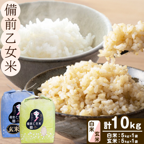 米 こめ コメ 備前乙女米 白米 玄米 計10kg 石原果樹園《30日以内に出荷予定（土日祝除く）》岡山県 浅口市 ご飯 お米 国産 岡山県産 送料無料 2495015 - 岡山県浅口市