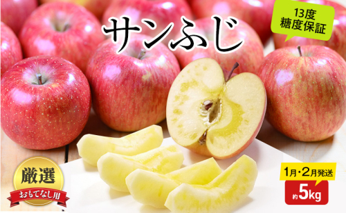りんご 【1月・2月発送】 糖度13度以上 おもてなし用 家庭用 サンふじ 約 5kg 【 青森りんご  果物 フルーツ デザート 食後 青森県産 産地直送 贈り物  】 2495407 - 青森県鶴田町