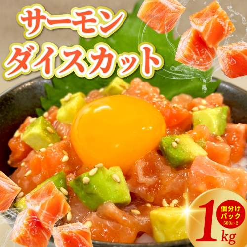 サーモン ダイスカット 合計1kg 【小分け 500g×2P 海鮮丼 人気 オススメ 小分け 冷凍 簡単調理 一人暮らし 東洋冷蔵】 015B617 2497158 - 大阪府泉佐野市