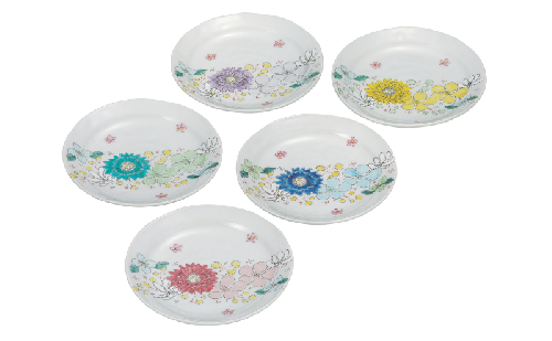 九谷焼 5.2号皿揃・花はな 2498295 - 石川県能美市