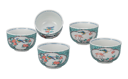 九谷焼 汲出揃・緑彩唐草花鳥 2498296 - 石川県能美市