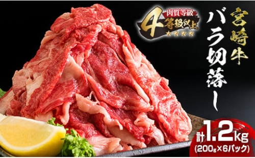 C47-20 数量限定≪肉質等級4等級以上≫宮崎牛バラ切り落とし(計1.2kg)　肉　牛　牛肉