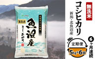 7C05A-6【6ヶ月連続お届け】北魚沼産コシヒカリ（長岡川口地域）無洗米5kg【2026年4月発送開始】