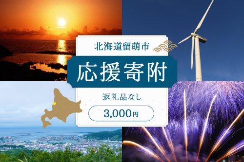 北海道留萌市 寄附金のみの応援受付 3,000円コース（返礼品なし寄附のみ3,000円）R031-003 2500031 - 北海道留萌市