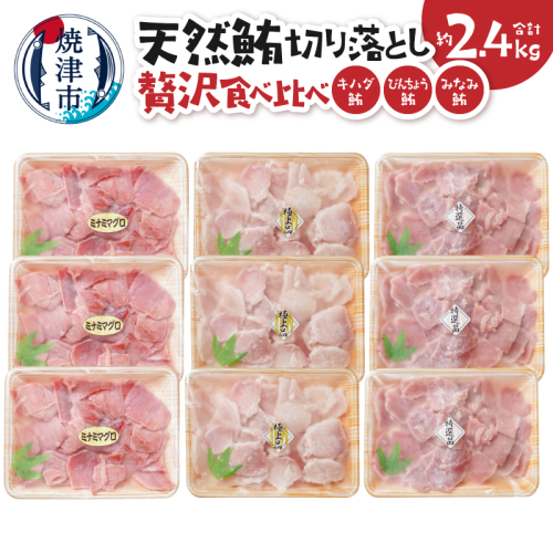 a20-473　天然鮪切り落とし贅沢食べ比べセットキハダ びんちょう みなみ鮪 切り落とし 約2.4Kg 2500810 - 静岡県焼津市