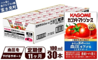 【定期便 11ヶ月】 カゴメ トマトジュース 食塩無添加 100ml 30本 【 野菜ジュース 紙パック カゴメトマトジュース トマト 100％ ジュース 飲料 セット 健康 GABA 着色料 保存料 不使用 機能性表示食品 完熟 野菜飲料 ドリンク 野菜ドリンク 備蓄 長期保存 防災 飲みもの かごめ kagome KAGOME 長野県 富士見町 】