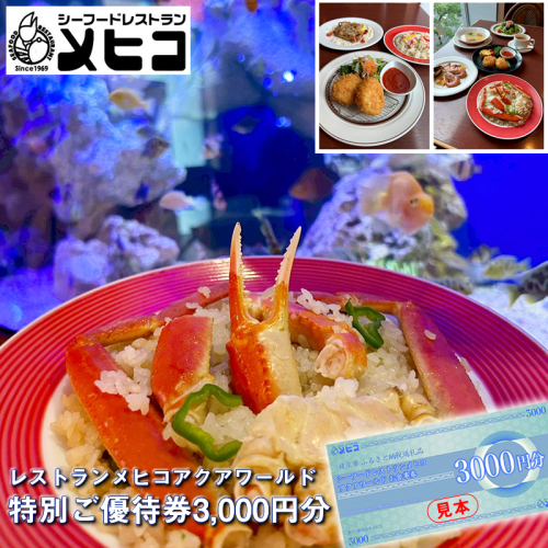 レストランメヒコアクアワールド特別ご優待券3000円分【 お食事券 茨城県 日立市 】 2502920 - 茨城県日立市
