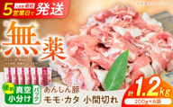 あんしん豚 豚肉 カタ ・ モモ こま切れ 1.2kg （200g × 6袋） / 豚肉 小間切れ 大容量 小分け 薄切り 冷凍 白川町 / 藤井ファーム [AWAF060]
