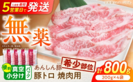あんしん豚 豚肉 豚トロ 焼肉用 800g （200g × 4袋） / 豚肉 希少部位 小分け 冷凍 焼肉 豚トロ 白川町 / 藤井ファーム [AWAF063]