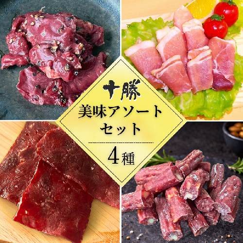 北海道 十勝の味アソート4種セット 4品計210g 小分け 贈答 ギフト つまみ お試し サラミ ビーフ 生ハム チーズ ワイン ハム 2503746 - 北海道池田町