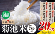 【12ヶ月定期便】令和7年産 熊本県産 菊池米 5分づき 20kg 1袋5kg 株式会社くまもとごはん 《お申込み翌月に出荷予定》米 お米 令和7年産 九州産 熊本県産  送料無料