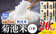 【6ヶ月定期便】 熊本県産 菊池米 白米 無洗米 20kg 1袋5kg 米 お米 令和7年産 九州産 熊本県産 送料無料《お申込み翌月に出荷予定》 白米 米