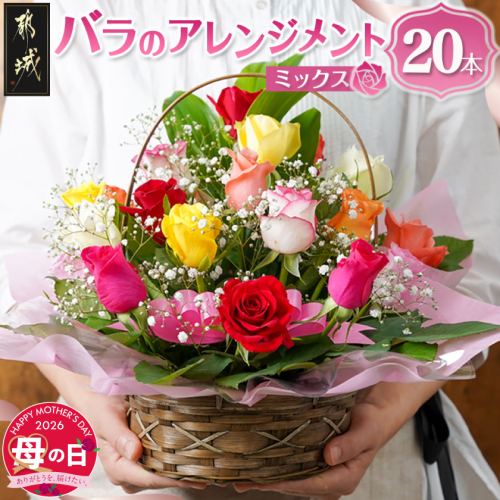 【母の日】バラのアレンジメント20本(ミックス)≪5月7日～10日お届け≫_17-3302-MG 2506350 - 宮崎県都城市