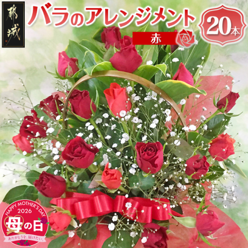 【母の日】バラのアレンジメント20本(赤)≪5月7日～10日お届け≫_17-3305-MG 2506352 - 宮崎県都城市
