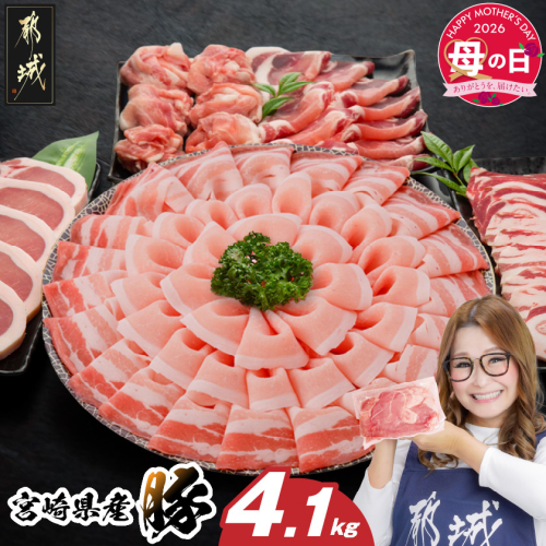 【母の日】宮崎県産豚わくわく4.1kgセット(真空)≪5月7日～10日お届け≫_AC-8403-s-MG 2506400 - 宮崎県都城市